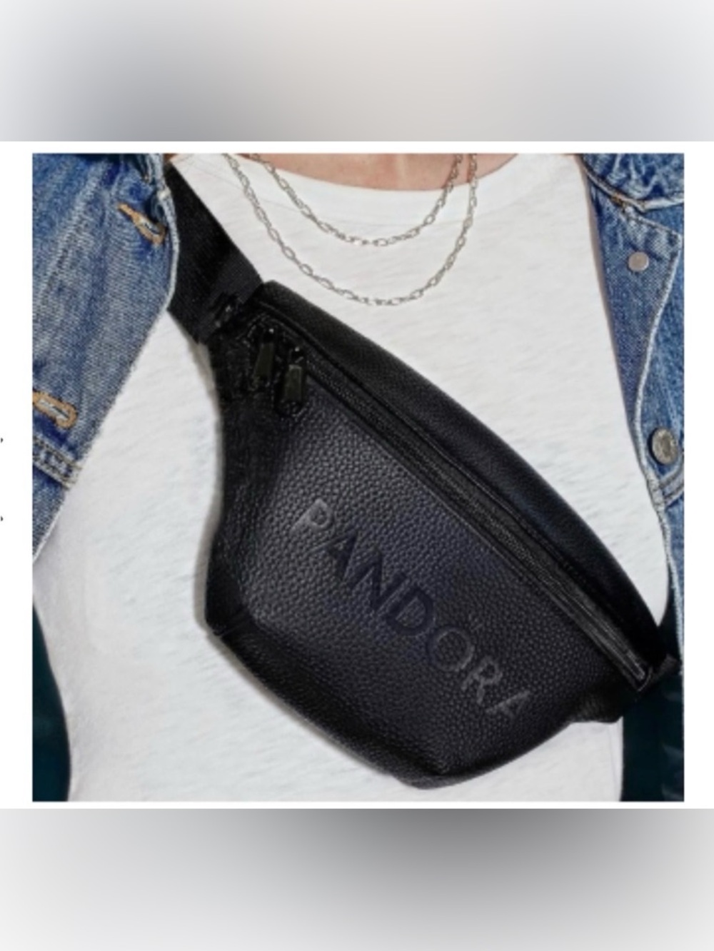 Pandora black faux leather fanny pack belt bag